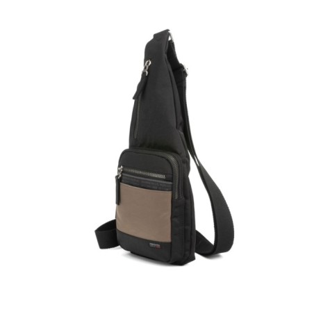 Mochila cruzada de hombre Antares en nylon color taupe