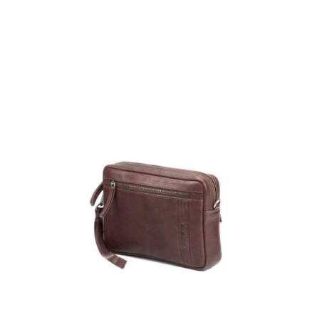 Bolso de mano de hombre Cool en piel color marrón